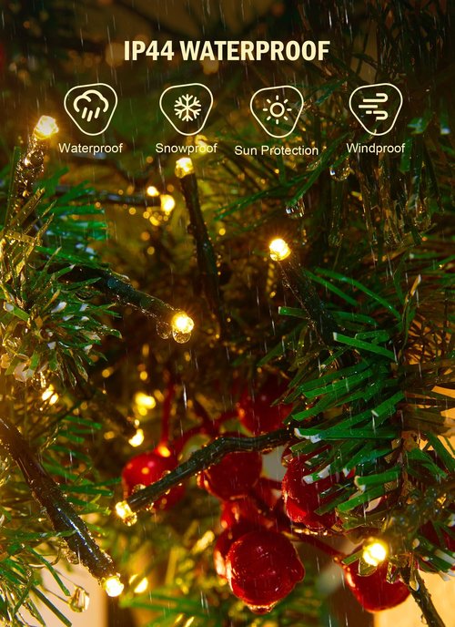 Brightown Christmas Cluster Lights Battery Operated Outdoor, 4 Pack 10Ft 120 LED Christmas Tree Lights Firecracker String Lights Waterproof Twinkle Lights for Indoor Wreath Xmas Tree Decorations