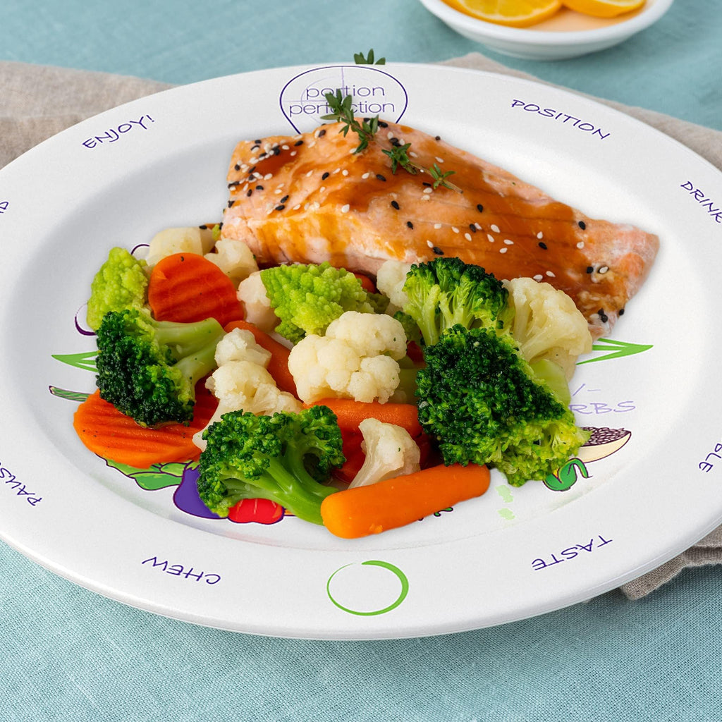 Portion Perfection, 2 Pack MELAMINE Bariatric Portion Control Plate 8”. Get the Bariatric Surgery Must-Haves for Longterm Weight Control to Guide your Gastric Sleeve or Bypass Journey