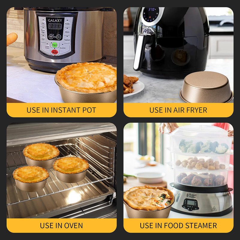 Yomvzake Air Fryer Jumbo Muffin Pan, Egg Cupcake Pan 4 Inch Air Fryer Hamburger Bun Mold, 6 Pack Non-Stick Egg Baking Pan Individual Pazookie Mini Cake Pans for Baking