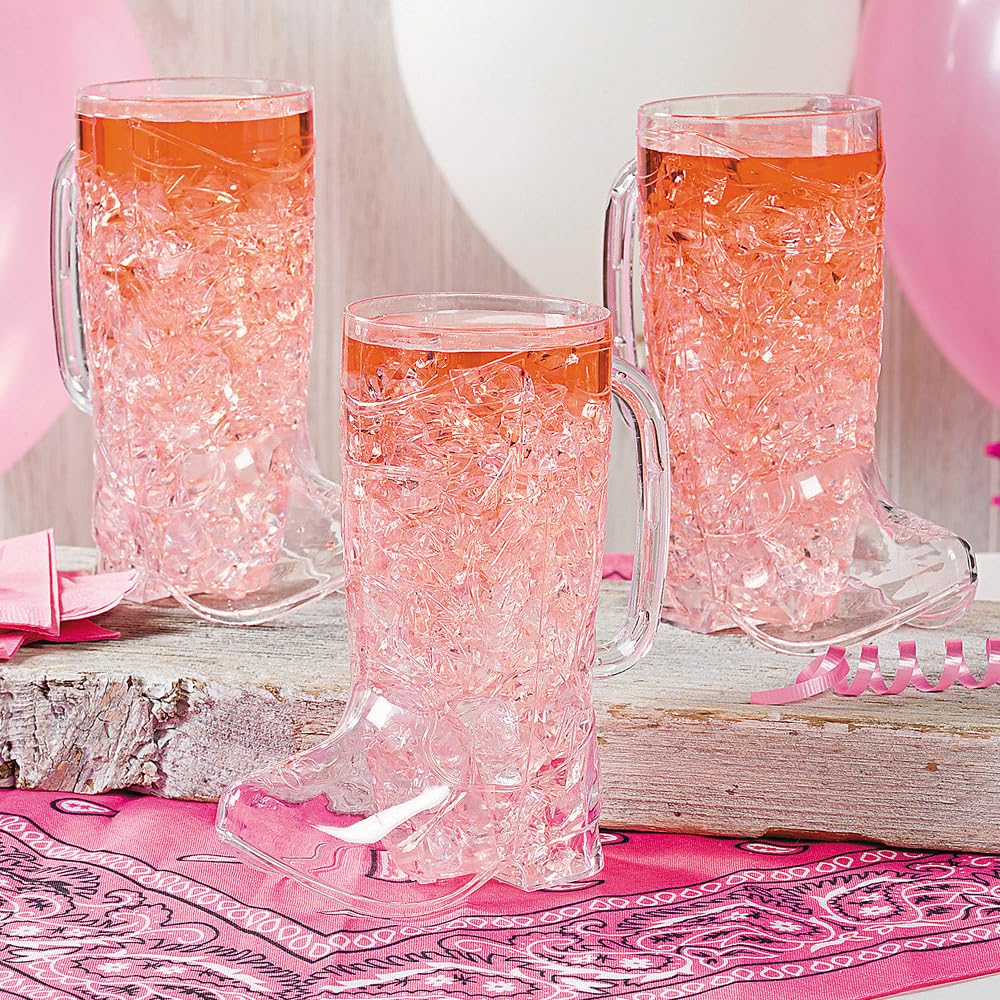 Fun Express Cowboy Boot Cups Clear Plastic - Western Cups 17oz Boot Mugs 12 Pack for Cowboy Party Decorations Rodeo Theme Party Supplies for Adults & Kids Western Themed Celebrations