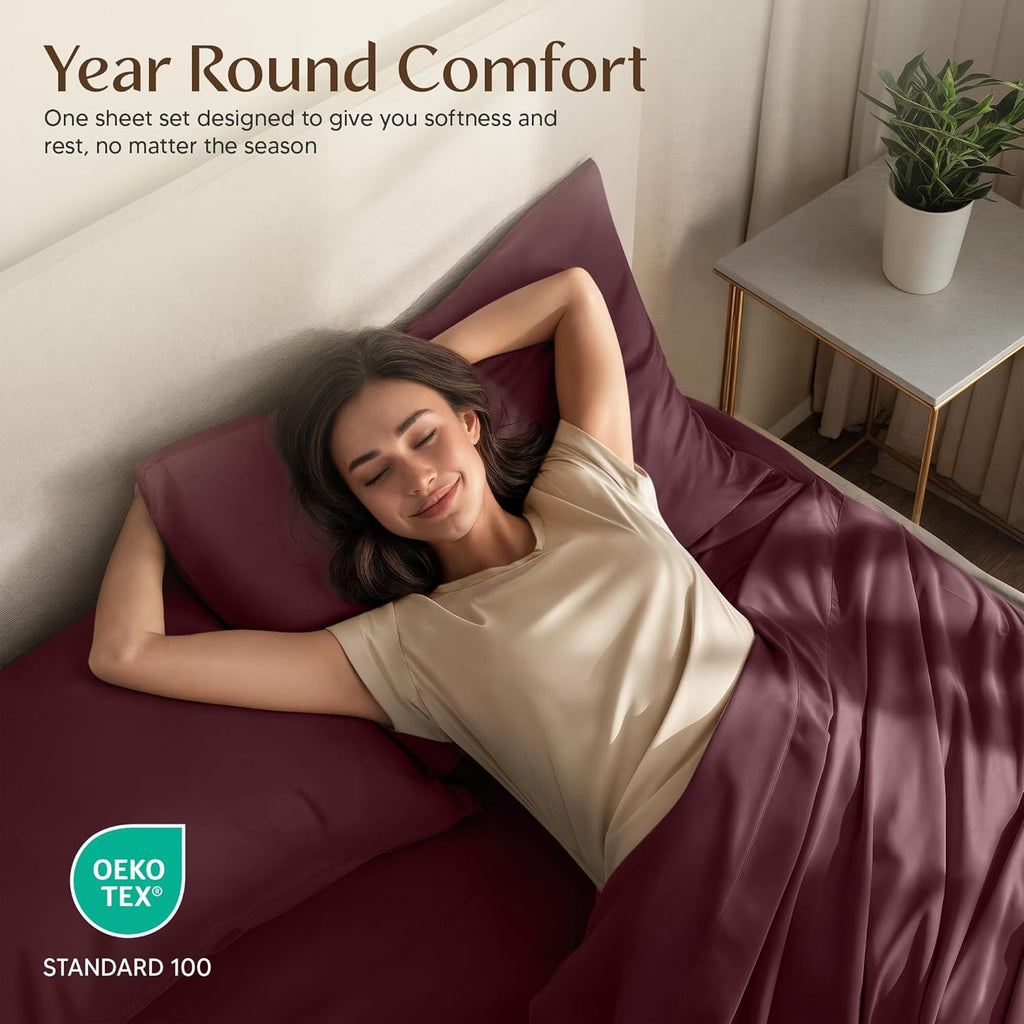 Utopia Bedding Twin XL Sheet Set - Soft & Breathable Microfiber, 3-Piece Set in Burgundy