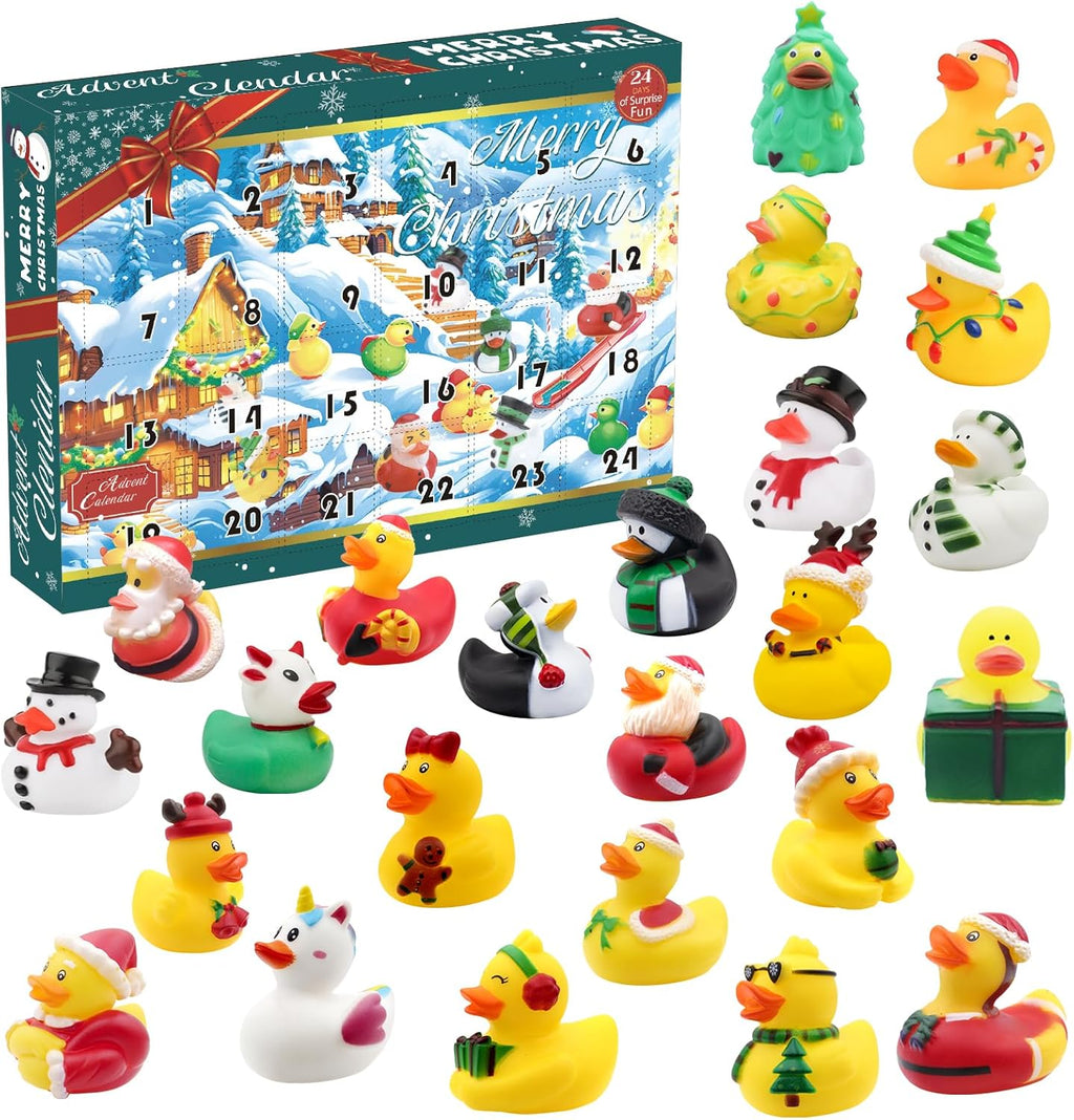 Skiennix Christmas Advent Calendar 2025 - 24 Rubber Ducks Countdown Blind Boxes | Holiday Bath Toy Set