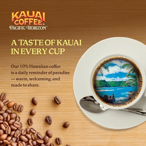 Kauai Coffee K-Cup Pods - Medium Roast Arabica Coffee with Nutty Caramel & Tropical Coconut | 22 Single Serve K-Cups