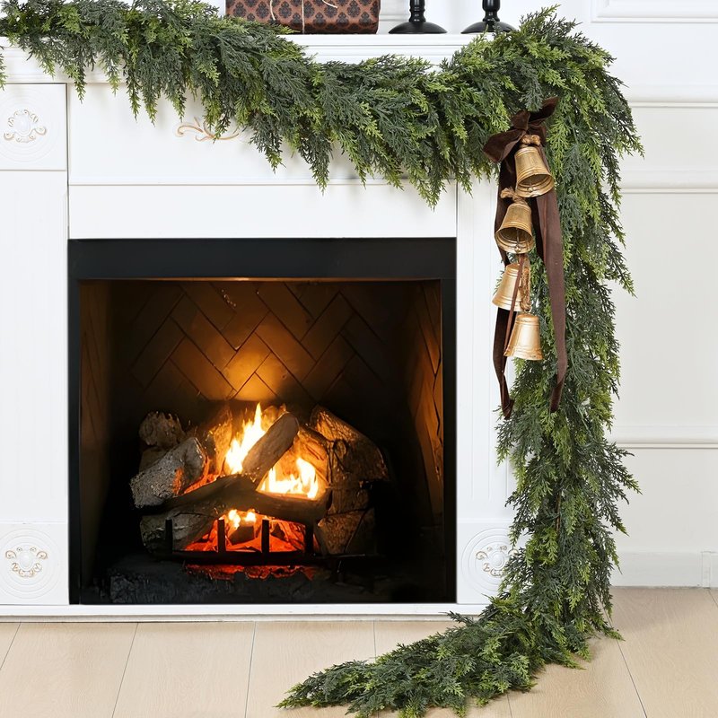 Waipfaru 2 Pcs 6 Ft Christmas Cedar Garland, Real Touch Pine Garlands, Artificial Realistic Faux Greenery Garland for Xmas Home Mantle Fireplace Wall Indoor Outdoor Christmas Decorations