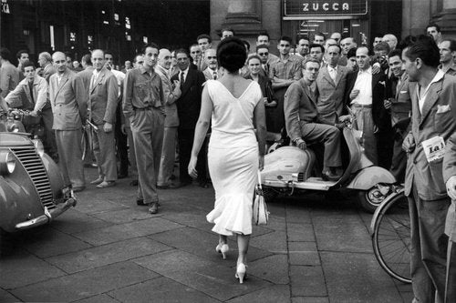 ART.COM Wall Art Prints The Italians Turn, Milan 1954 by Mario de Biasi, Figurative Decor, 36" x 24"
