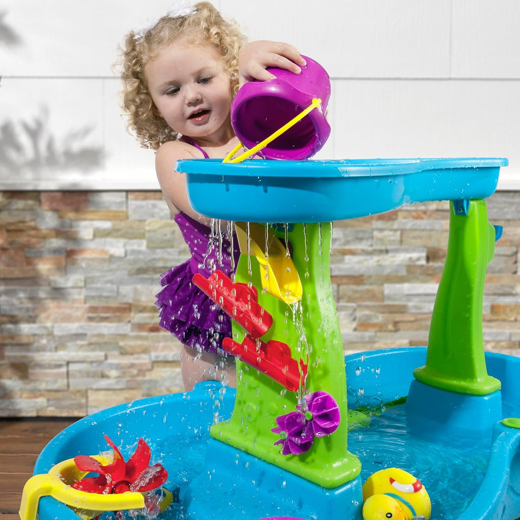 Step2 Rain Showers Water Table - Engaging Sensory Playset for Kids 1.5+ Years - Blue & Green, 13 Accessories