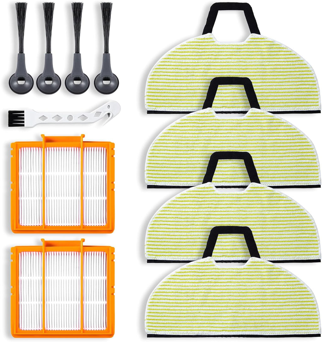 Shark Mop Pads Replacement - 4-Pack for RV2610WA, AV2610WA, RV2620WD | Includes Filters & Side Brushes