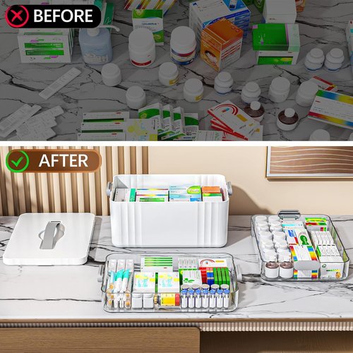 ARSTPEOE 3-Tier Medicine Organizer - Portable Cabinet with Handle | Versatile Pill & First Aid Kit