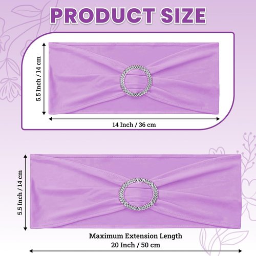 MDS Premium Stretch Spandex Chair Sashes - Pack of 100 Light Purple Covers for Weddings & Events