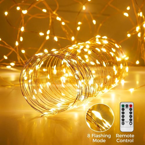 Ariceleo LED String Lights - 16.4ft Battery Operated & 65.6ft USB with 8 Lighting Modes
