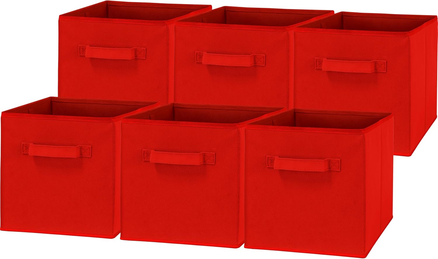 Simple Houseware Foldable Cube Storage Bins - 11-Inch Red Fabric Organizer | 6-Pack for Closet & Shelves