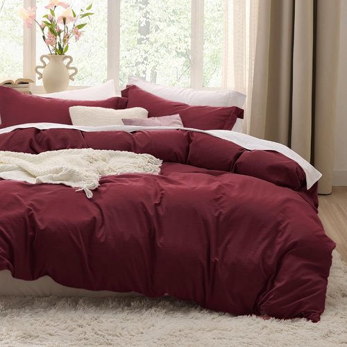 Bedsure Winery Duvet Cover Set - Extra Soft Full Size 3-Piece Bedding, 80x90 Inches with Zipper Closure & 2 Pillow Shams