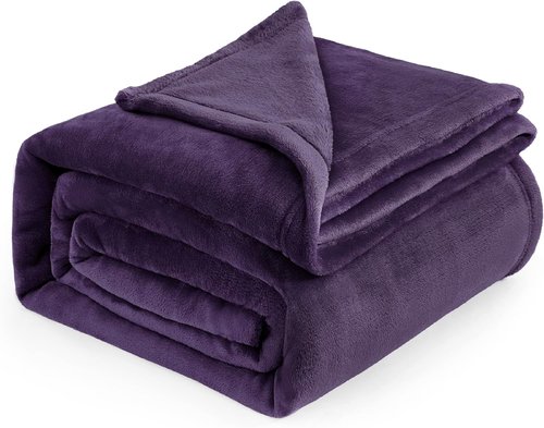 Bedsure GentleSoft Fleece Blanket - Cozy Purple Queen Size Plush Microfiber, 90x90 Inches