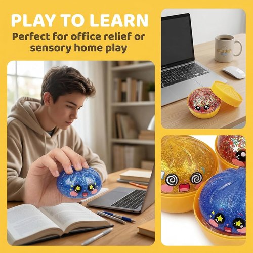Glitter Dumpling Squishy Set by [Brand Name] - 2-Pack Colorful Stress Relief Toys | Sparkly Party Favors