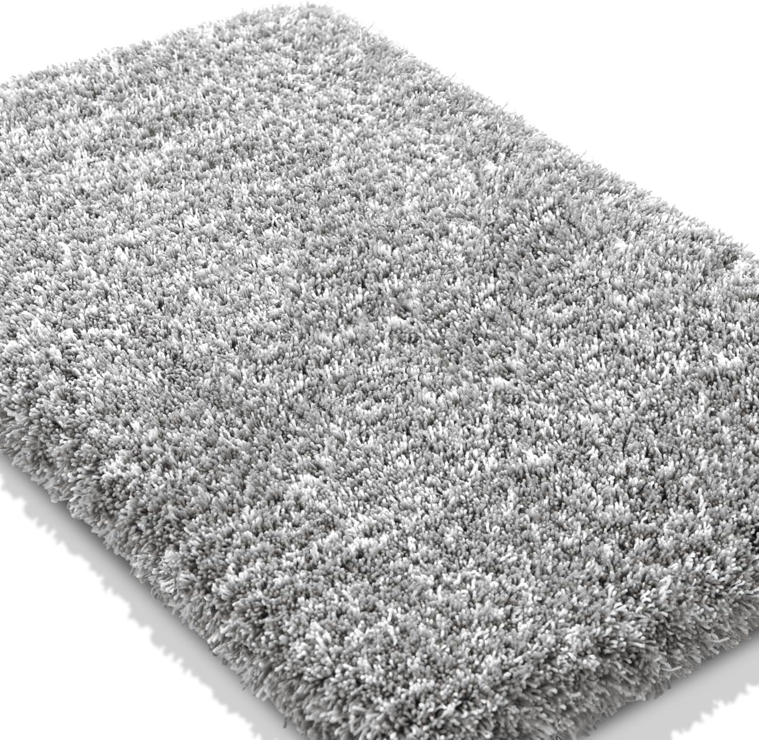 Yimobra Non-Slip Bathroom Rugs - Ultra Soft, Water Absorbent Plush Mats | 24x17 Light Gray & White