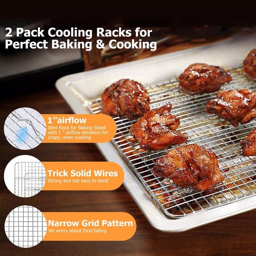 2-Pack Stainless Steel Cooling Rack by [Brand Name] - Oven/Dishwasher Safe, Perfect for Baking & Grilling - 11.5"x16.5" Size