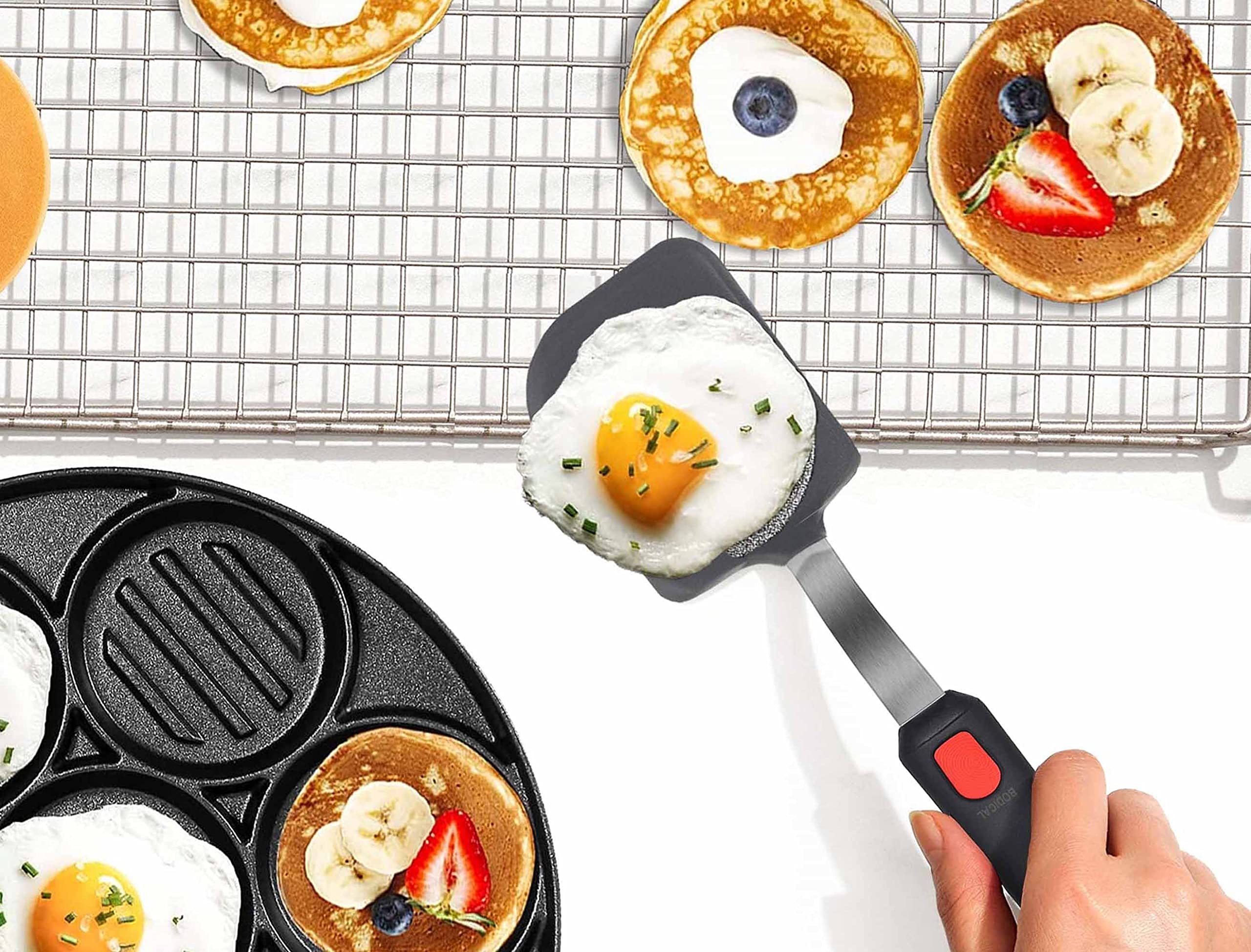 Set of 3, Silicone Spatula Turner,600°F Heat Resistant Cooking Spatulas for Nonstick Cookware, Large Kitchen Utensils BPA Free Rubber Spatula Set for Egg, Pancake, Fish, Burger