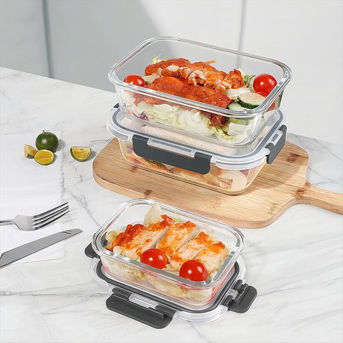 BAYZZ Glass Meal Prep Containers - 10 Pack Airtight Food Storage with Lids | Microwave, Oven, Freezer Safe