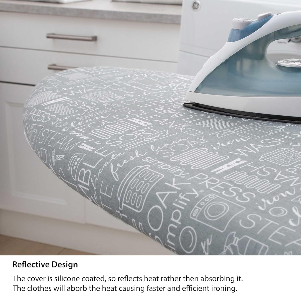 Scorch Resistant Ironing Board Cover by Simplify - Thick Cotton Padding | Stretch Elastic Fit | Grey