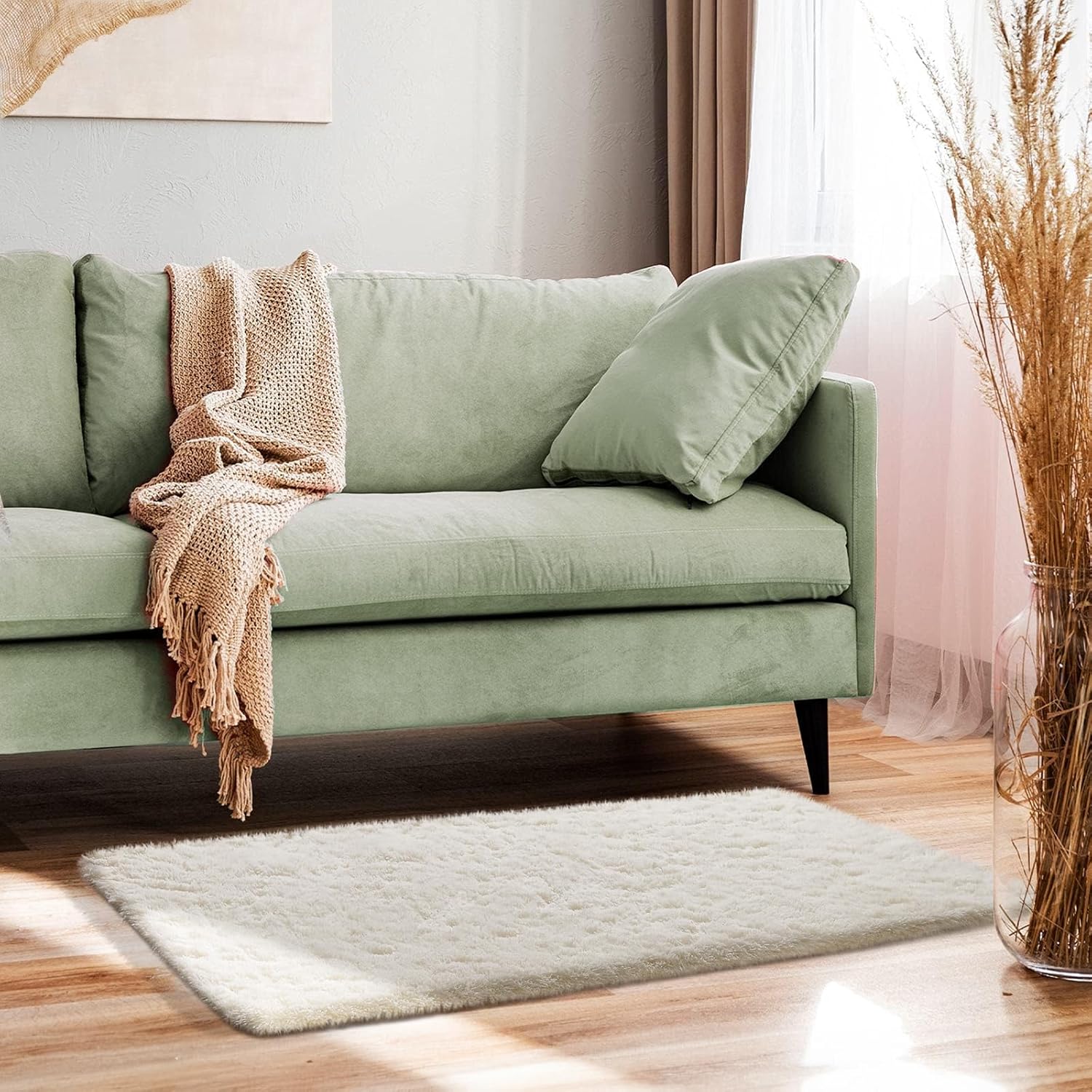 Ophanie Small Ivory Entryway Throw Rug - Soft Non-Slip 2x4 Mini Area Carpet for Home Decor