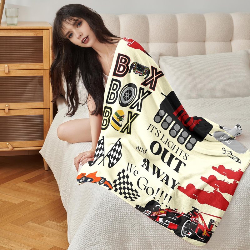 MHunter 50'' x 40'' Car Gift F1 Single Sided Flannel Blanket, Racing Car Throw Blanket House, Blankets All Seasons Warm Cozy Blankets for Sofa Chairs Bed Office Home Fans Boys Men Women All Ages