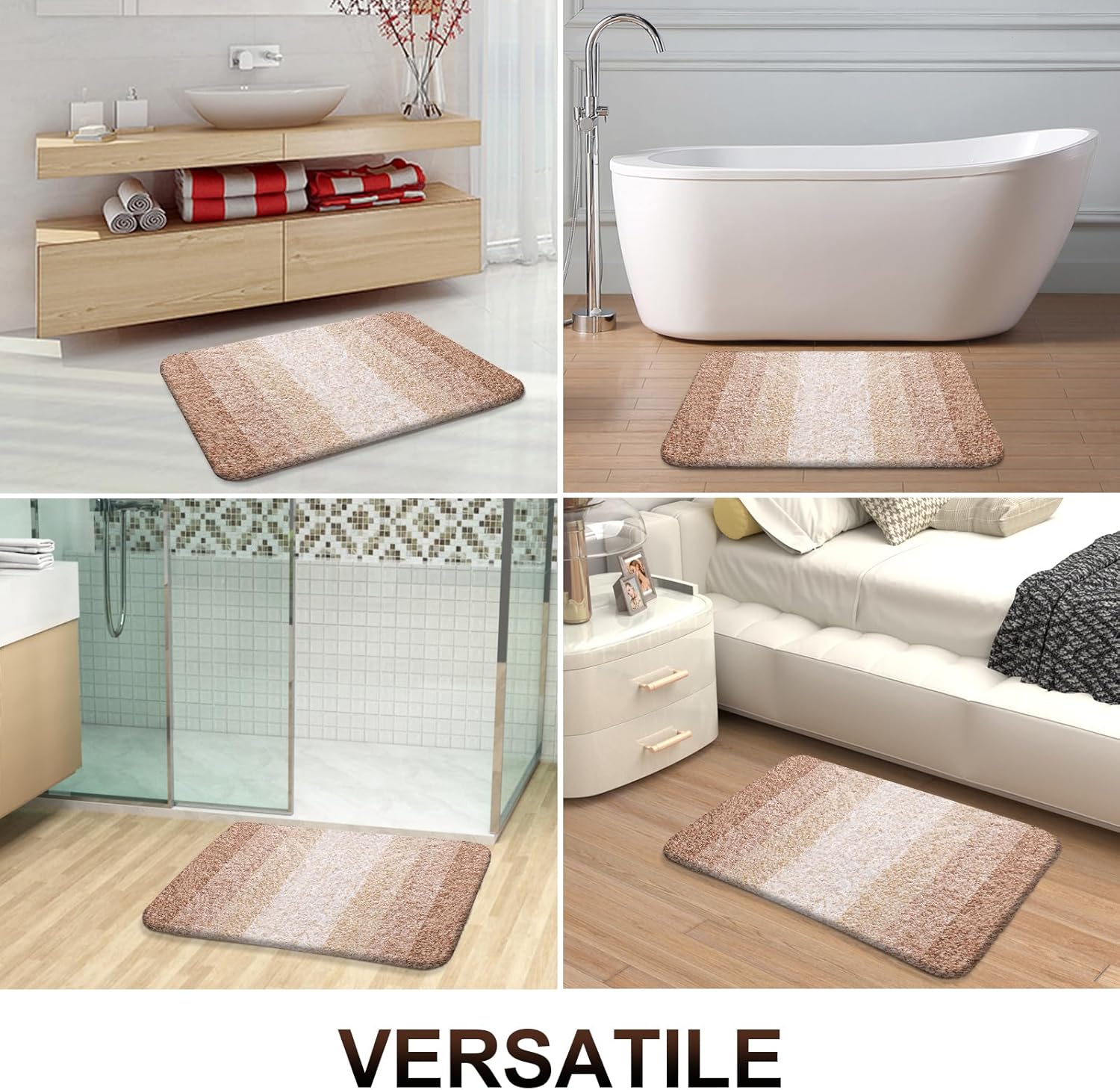 OLANLY Bathroom Runner Rug - Extra Soft Microfiber with Rubber Backing | Quick Dry, Machine Washable, 47x20 Inches, Beige