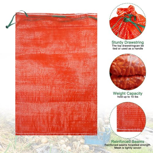 50 Pack 36lb Mesh Onion Bags Reusable Produce Storage Fruit Vegetable Storage Bags with Drawstring for Onions Potatoes Citrus Crawfish 15.6 x 26 Inches