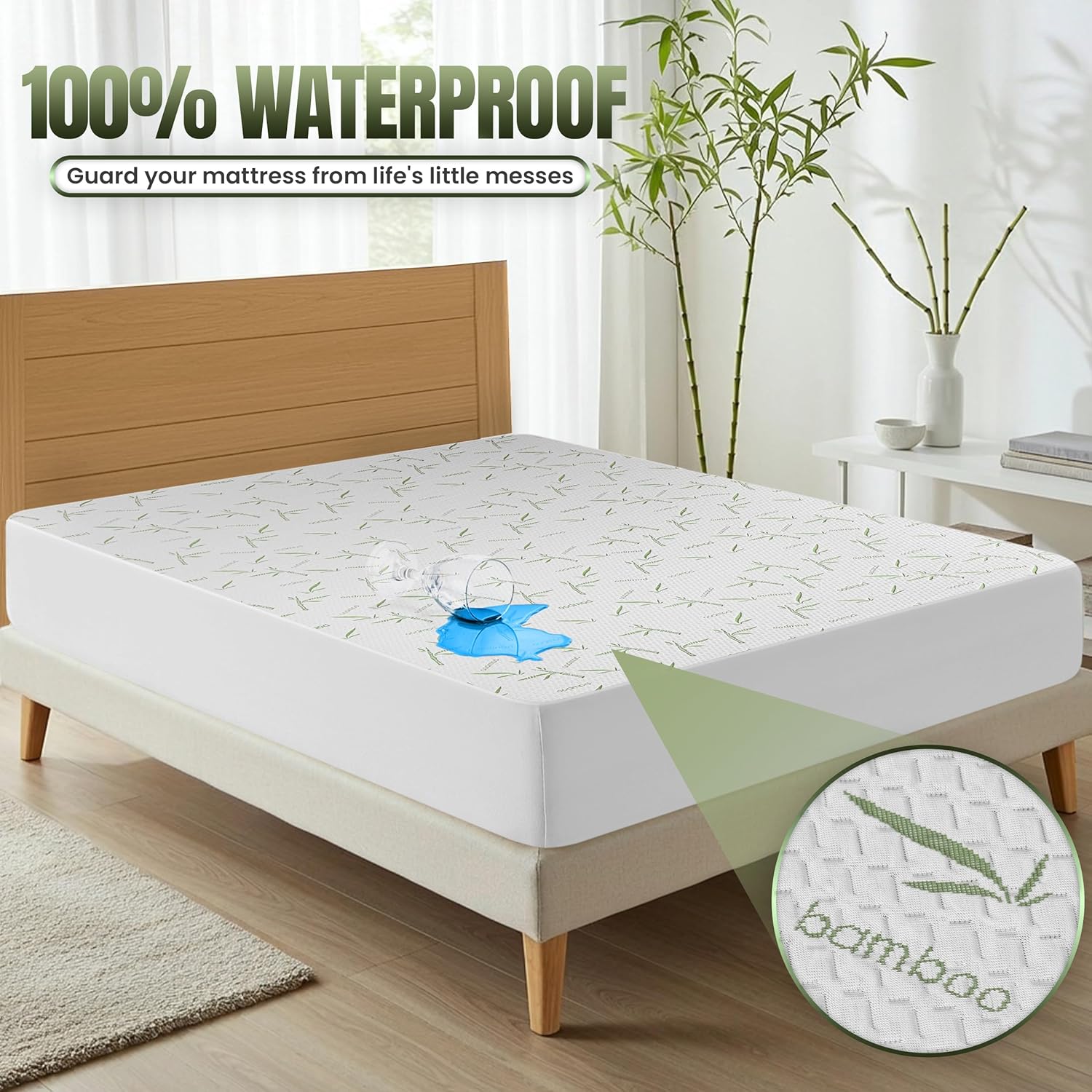Utopia Bedding Waterproof Mattress Protector - Premium 200 GSM Bamboo Viscose | Full Size, Soft & Breathable