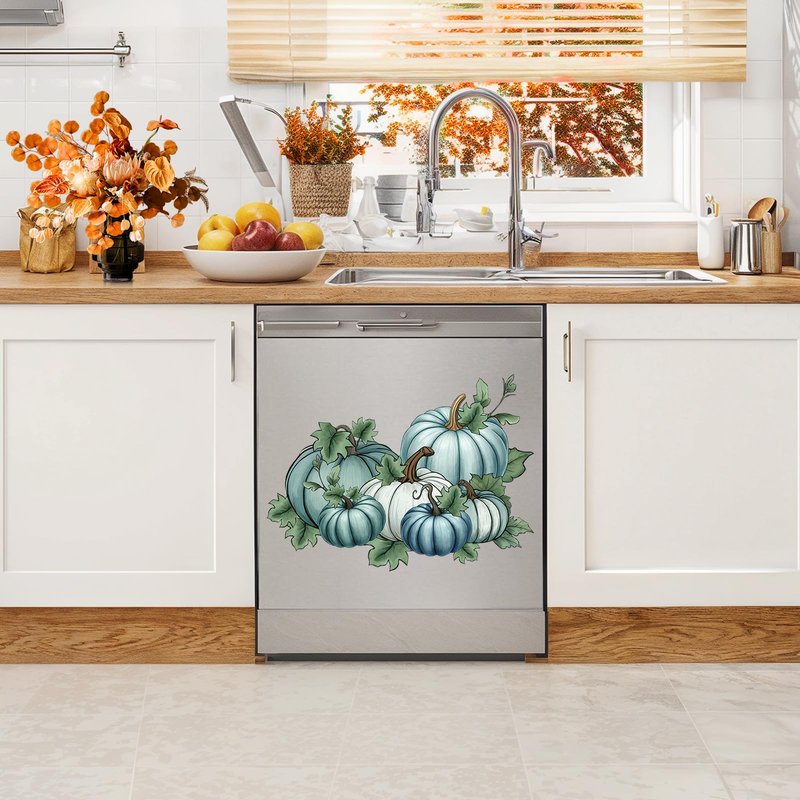 Fall Blue Pumpkin Dishwasher Magnet Cover Kitchen Dishwasher Magnetic Sheet Sticker Autumn Harvest Decorative Refrigerator Magnet for Home Appliance Halloween Thanksgiving Decor 16.5x12.2 in