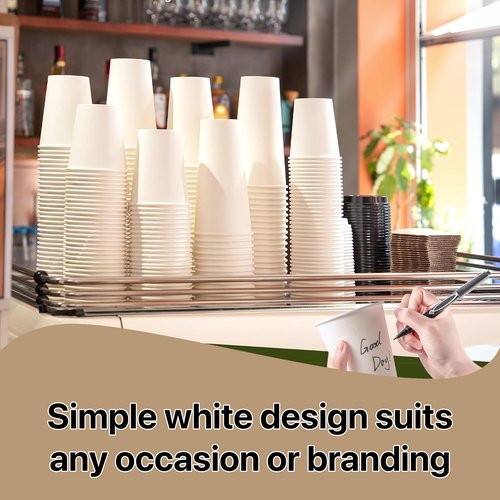 Pokanic Paper White Cups [12 oz] with Lids and Sleeves x [25 Set] Disposable Hot Cold Coffee Water Beverage Drinking for School Office Home Kitchen Cafe Restaurant (25 Pack, 12 oz)