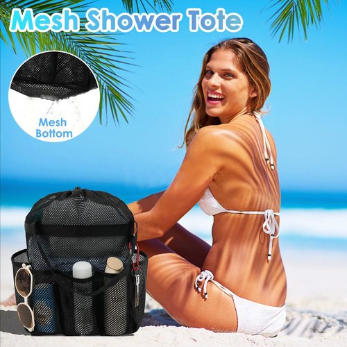 Fammart Portable Mesh Shower Caddy - Extra Large 8-Pocket Tote for College, Camping & Travel
