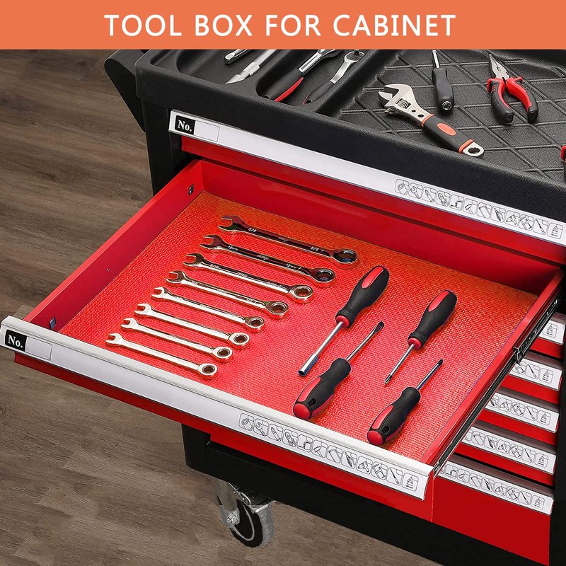 Foam Toolbox Liner Drawer Mat 1/8 Inch Thick X 16 Inch Wide X 6 Ft Long Red, No Slip for Protecting Cabinet, Garage, Cart, Tool Box (Red)