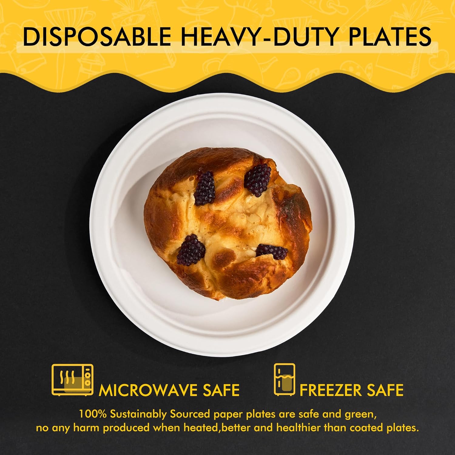 RACETOP Compostable Small Paper Plates - 6 Inch Biodegradable Dessert Plates | 100 Pack, Heavy Duty, Unbleached White