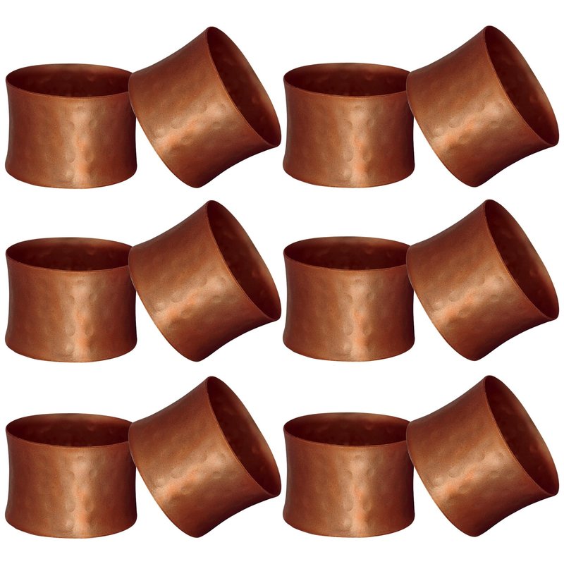 ITOS365 Handmade Round Hammered Antique Napkin Rings Holder for Dinning Table Parties Everyday, Set of 12