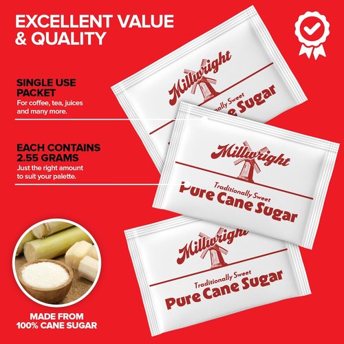 Bulk Sugar Packets - 500 Count Individual Servings of Granulated Sugar for Coffee & Tea