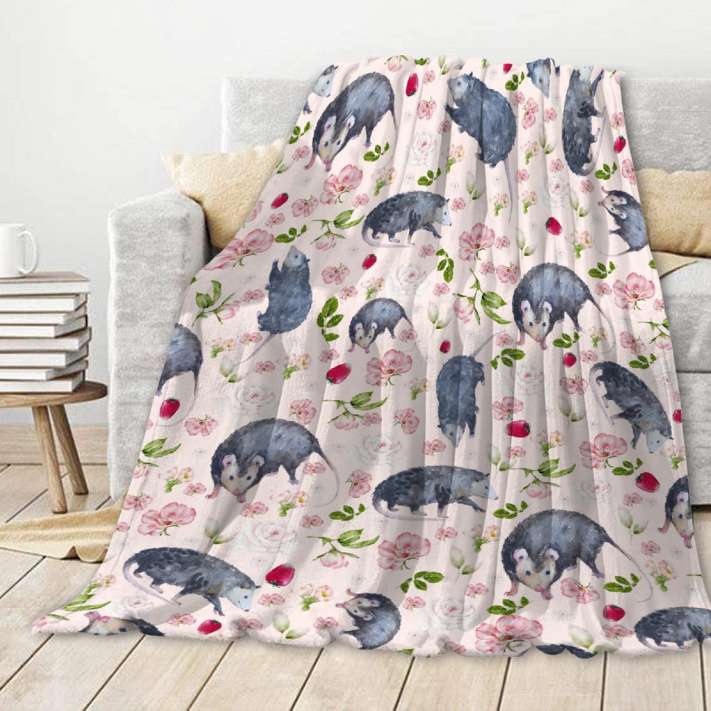 Possums Throw Blankets Opossum Flannel Blanket | Ultra-Soft Micro Opossums Blanket for Girls Boys | Funny Animal Home Decor for Bedding Couch Sofa | 50"x60" Opossum Lover Gift Blanket