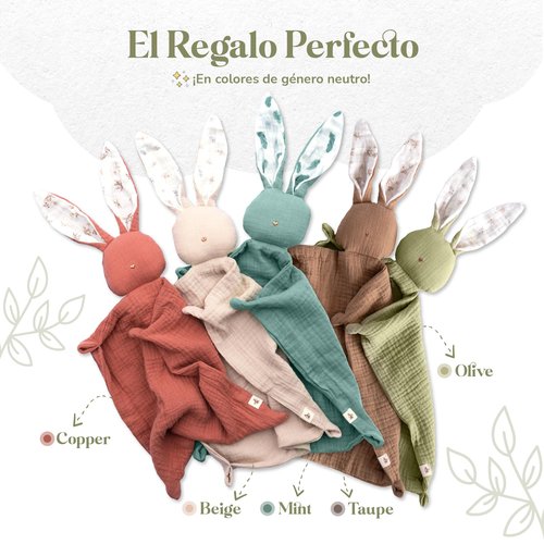 Mikito Organic Cotton Baby Muslin Lovey Bunny - Oeko-TEX & GOTS Certified - Security Blanket & Perfect Loveys for Babies - Unisex New Baby Gift for Ultimate Comfort & Peaceful Dreams