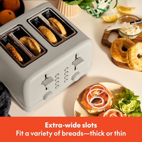 Bella 4 Slice Toaster - 6 Shade Settings, Reheat & Cancel Functions, Removable Crumb Tray, 900 Watts, Oatmilk