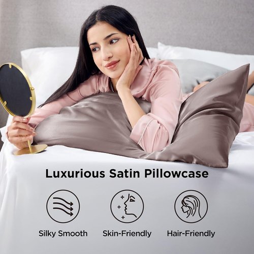 Bedsure Satin Pillowcase - Luxurious Silk-Like Feel | Standard Size, Dusty Rose, 20x26 Inches, 2-Pack
