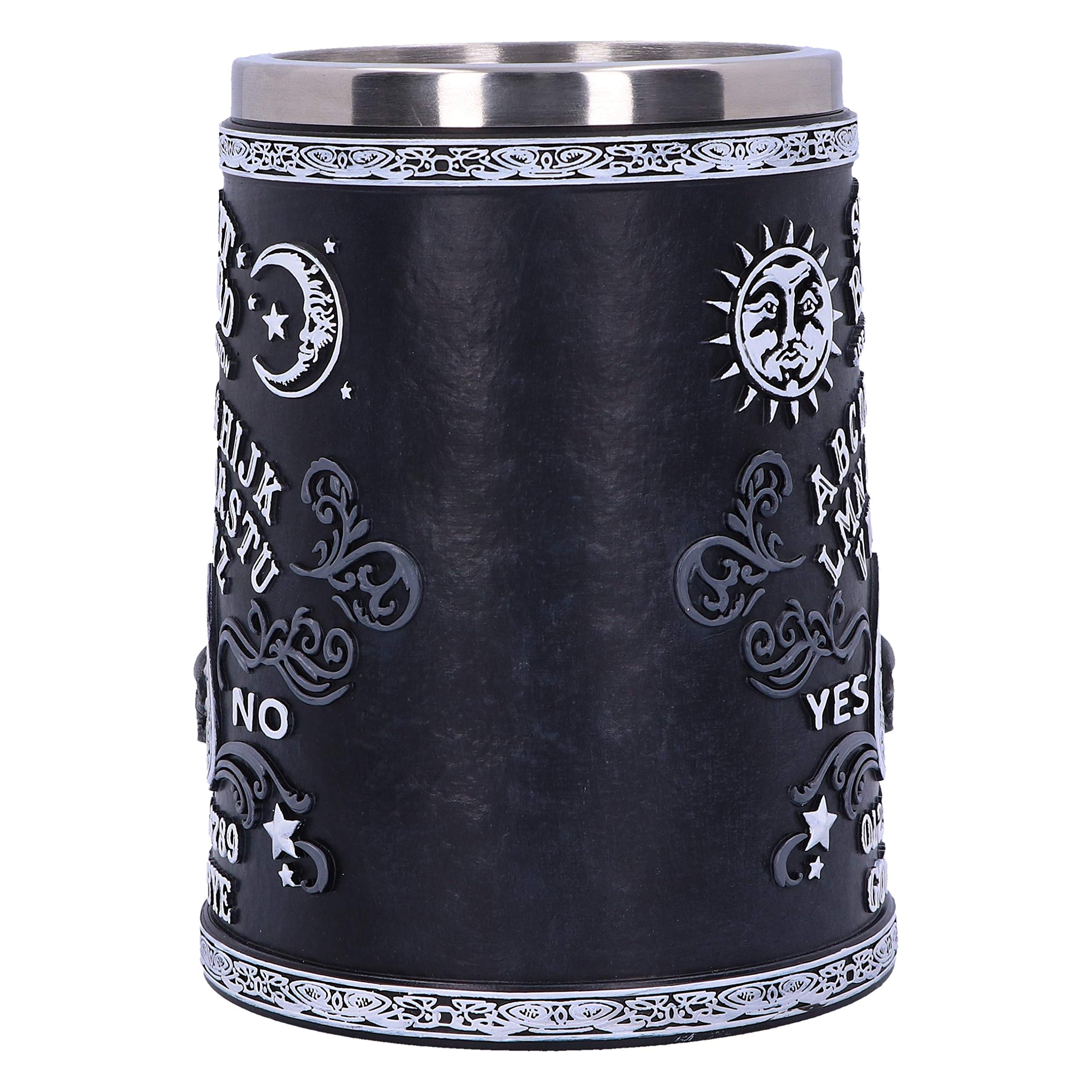 Nemesis Now Black and White Spirit Board Tankard Mug, Resin w/stainless steel insert, 14.5cm