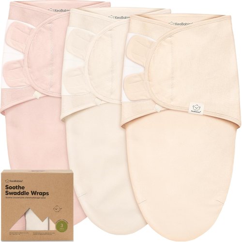 3-Pack Organic Baby Swaddle Sleep Sacks | Soft & Snug Swaddles for Newborns 0-3 Months (Angelic, OS)