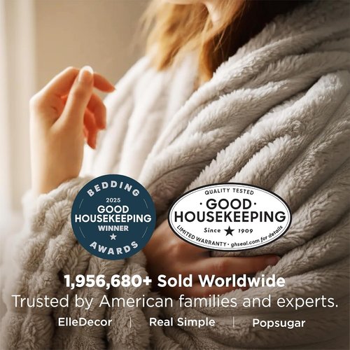 Bedsure GentleSoft Blankets - Cozy Queen Size Fleece Throw in Beige, 90x90 Inches for Ultimate Comfort