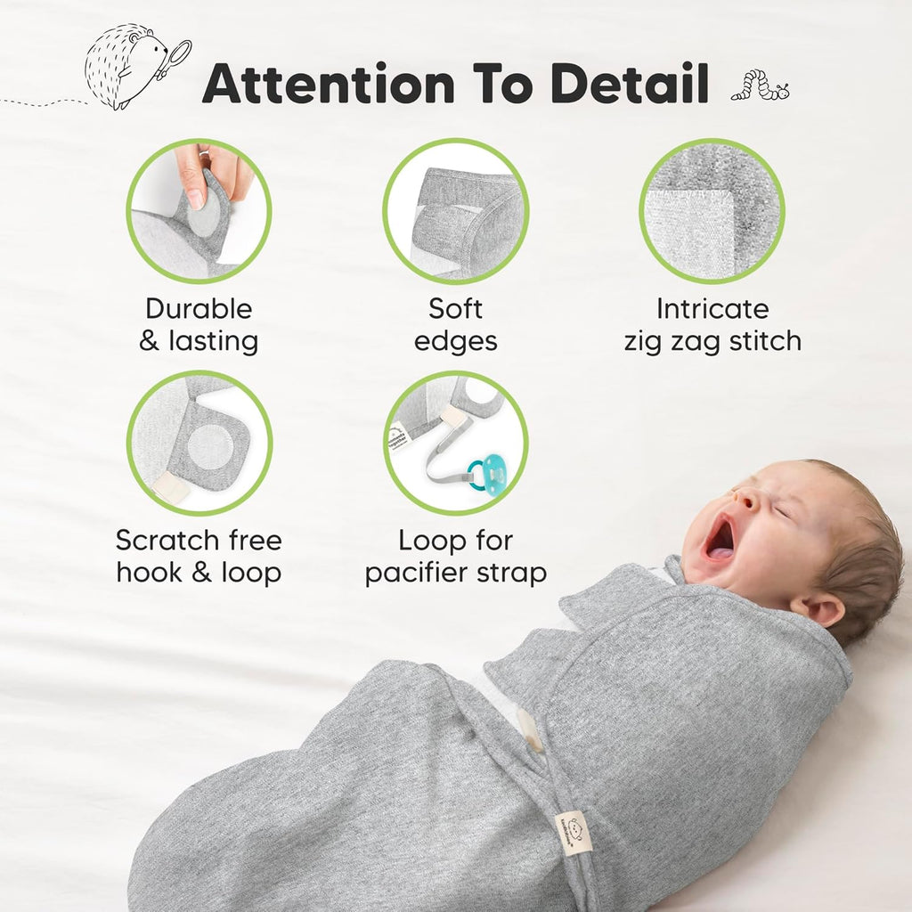 Skiennix Organic Baby Swaddle Sleep Sacks - Soft & Snug for Newborns 3-6 Months | 3-Pack in Cloud, Size L