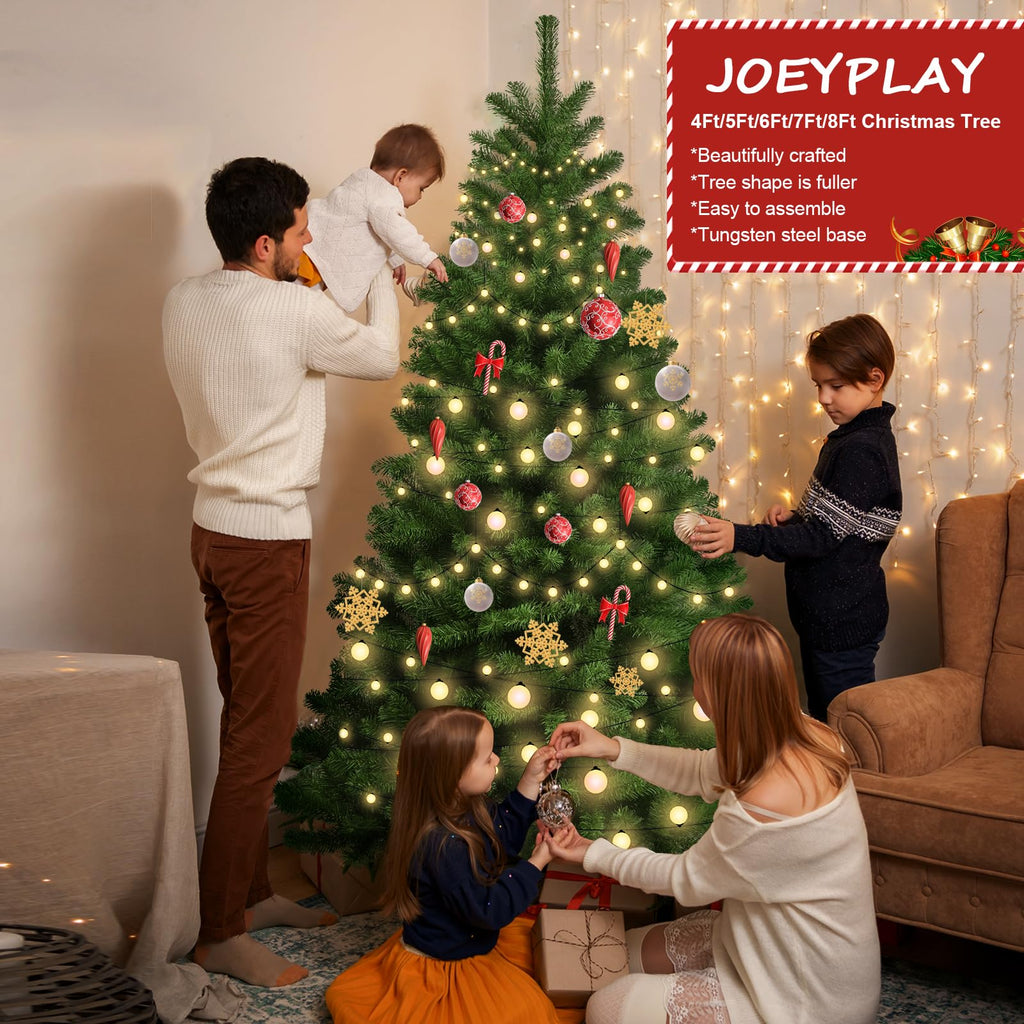 4ft Artificial Christmas Tree, Premium Hinged Spruce Christmas Trees Easy Assembly with Metal Foldable Stand, Fluffy Holiday Xmas Tree for Home Party Decoration