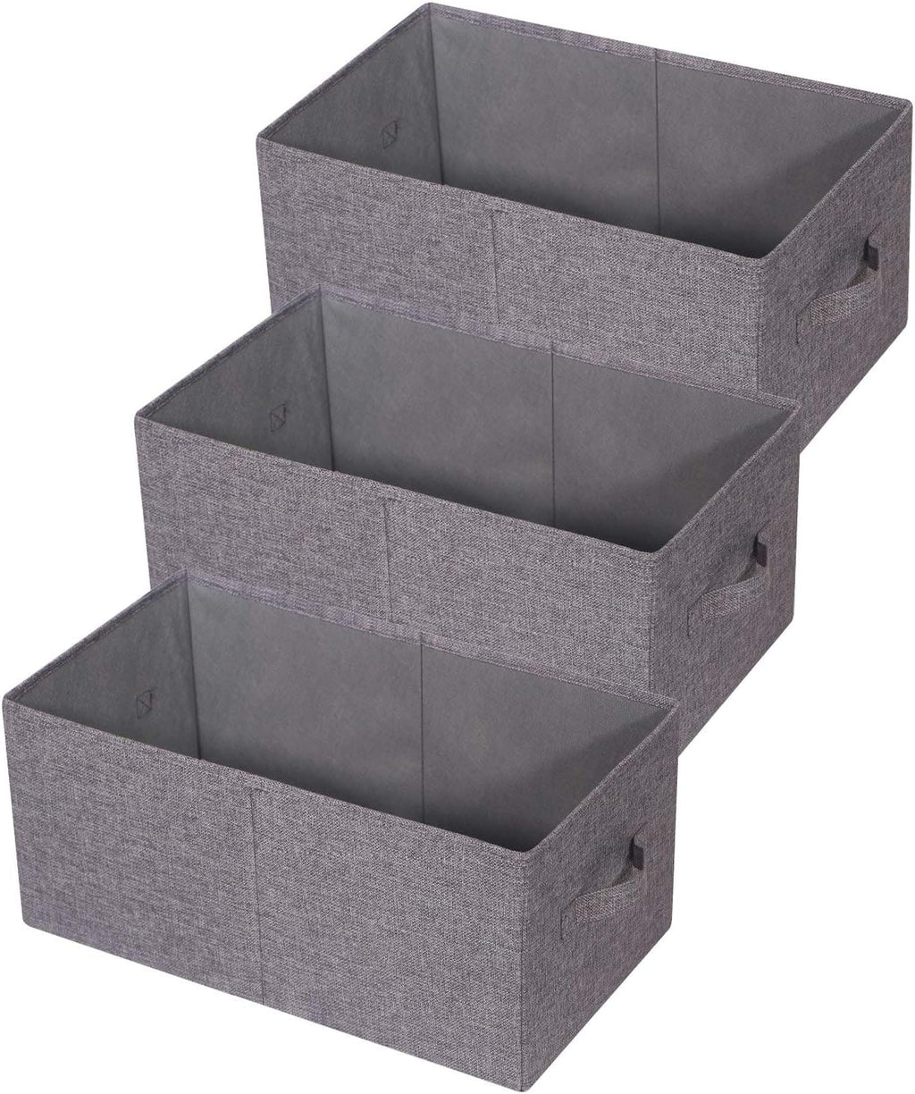 TENABORT Closet Organizer Bins - Set of 3 Fabric Storage Baskets with Handles for Home & Office
