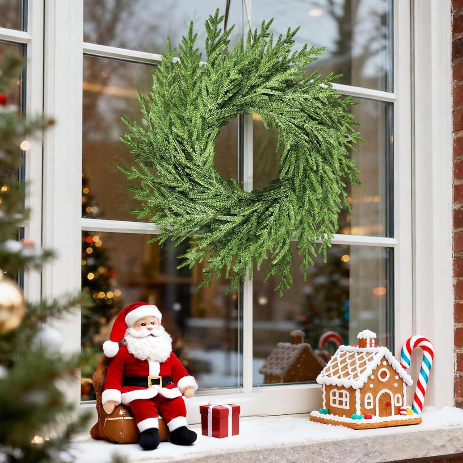 Regine Switzerland 26-Inch Artificial Norfolk Pine Wreath - Real Touch Greenery for Year-Round Home Decor