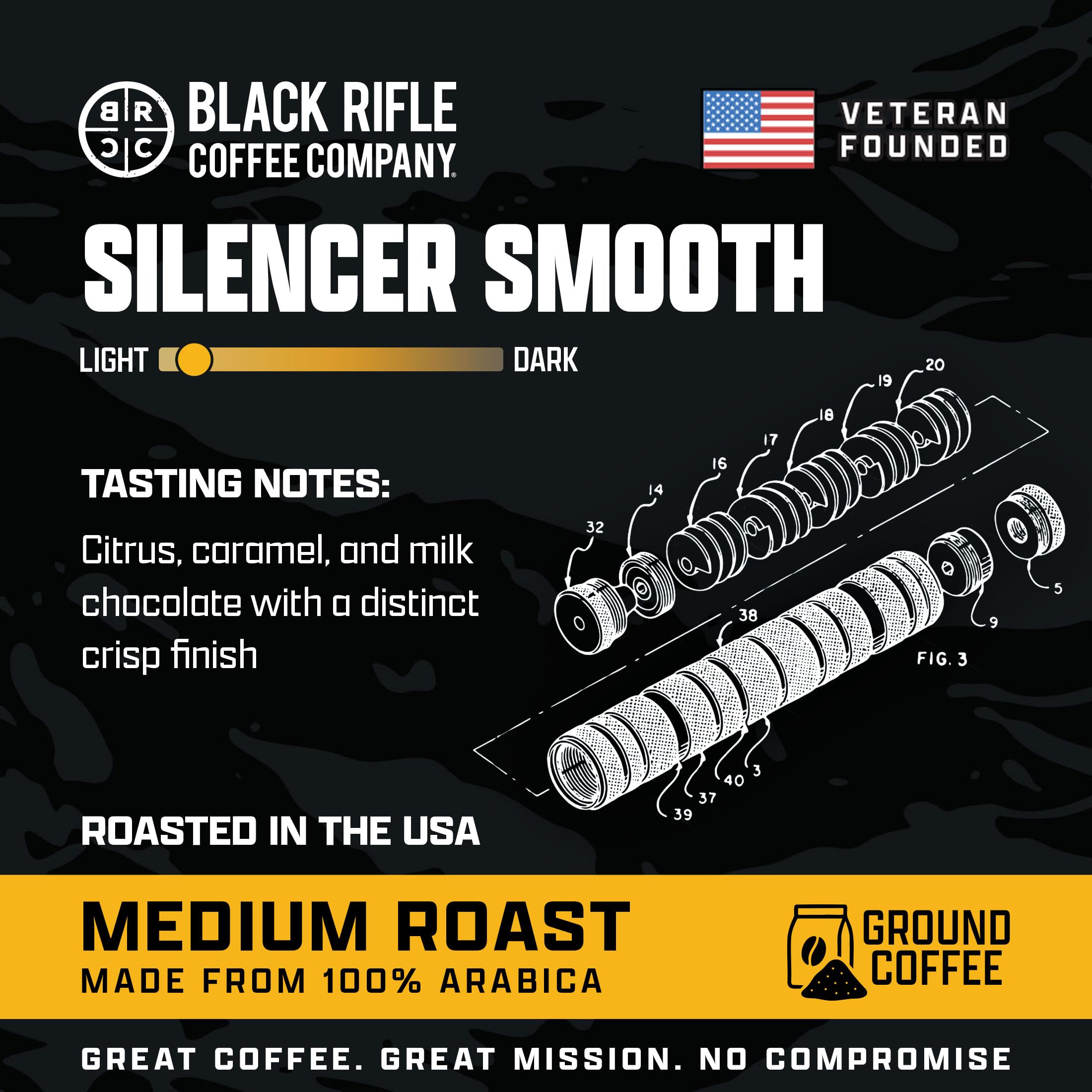 Black Rifle Coffee Company Light Roast K Cups - Single Serve K Cups Coffee Pods - Kcup Pods Compatible with 1.0 & 2.0 - Made from Pure Arabica Beans (Silencer Smooth, 6 Pack -72 Count)