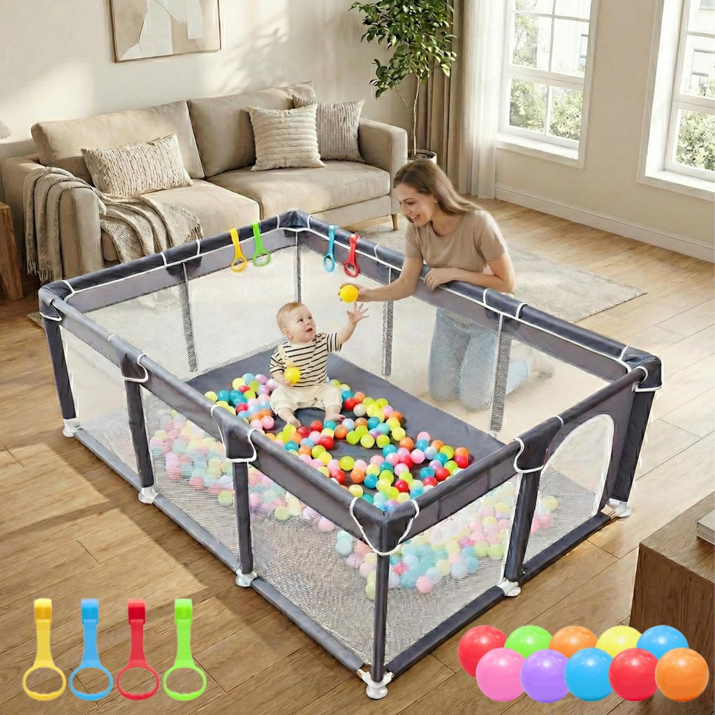 Orian Playpen - Large 50x74 Baby Play Yard with Sturdy Mesh Sides | Safe Indoor & Outdoor Play Area