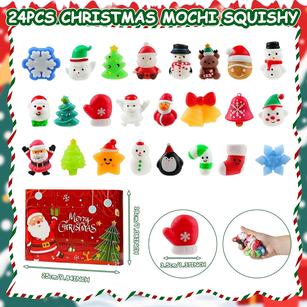 Skiennix Christmas Squishy Advent Calendar 2026 - 24 Mini Mochi Toys for Kids & Teens