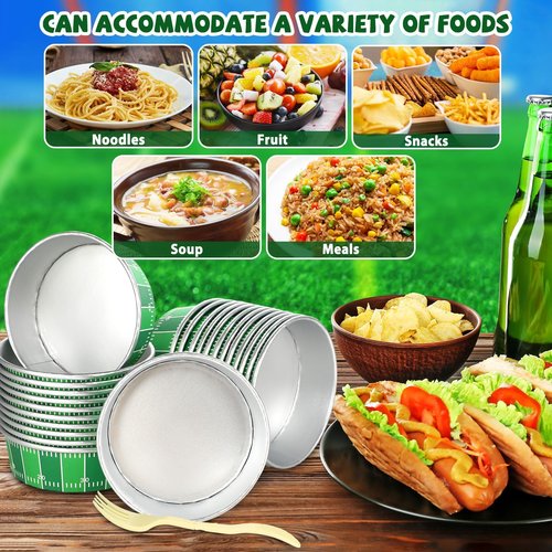 gisgfim 24 Set Football Party Supplies 18.6oz Footballs Party Disposable Bowls Football Game Paper Serving Bowls Footballs Serving Tableware and Fork for Sports Events 2026 Food Birthday 24 Guests
